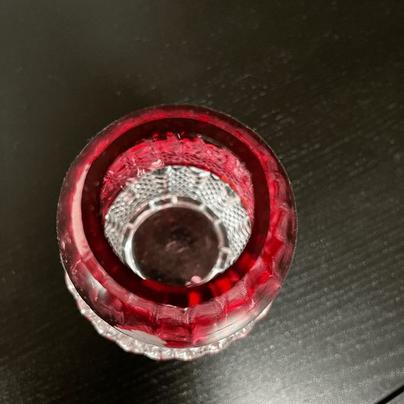 Vintage Fenton Red Hand Painted Girl Fairy Lamp w/ Diamond Cut Base - Picture 4 of 7